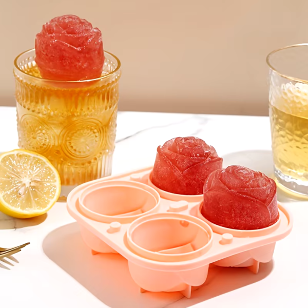 Elegant Rose Shaped Ice Cube Silicone | Icetray Flower | Ice Ball Mold Food Grade for Effortless Dessert Summer Drinks